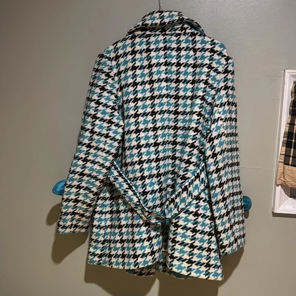 Jessica London Vintage Houndstooth Wool Blend Swing Coat Size 16w 60s 80s Retro - Picture 7 of 7